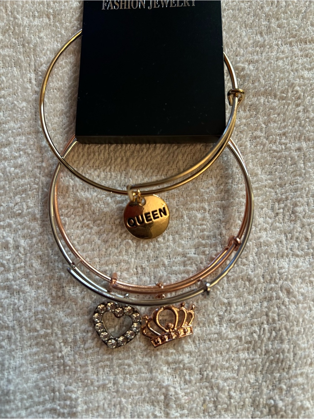 Fashion Jewelry Mixed Metal Charm Bangle Bracelet Set - Gold & Rose Gold